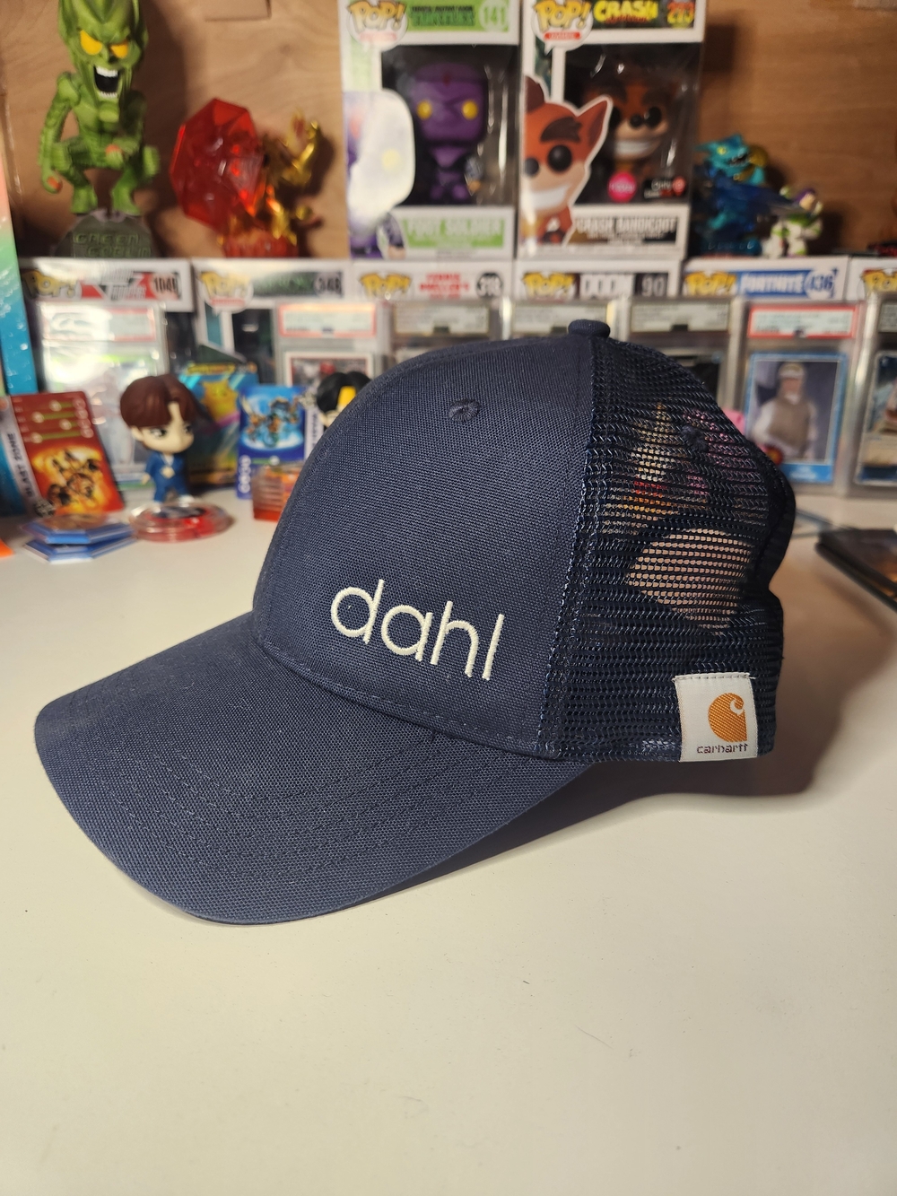 Carhartt Navy Mesh Trucker Hat with "dahl" Embroidery